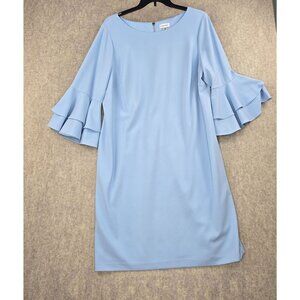 Calvin Klein Womens Blue Ruffle Sleeve Dress 20W Polyester